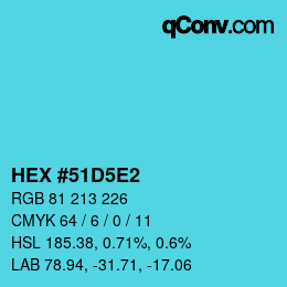 カラーコード: HEX #51D5E2 | qconv.com