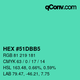 颜色代码: HEX #51DBB5 | qconv.com