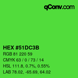 Code couleur: HEX #51DC3B | qconv.com
