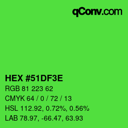 Farbcode: HEX #51DF3E | qconv.com