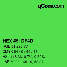 Color code: HEX #51DF4D | qconv.com