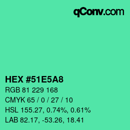 カラーコード: HEX #51E5A8 | qconv.com