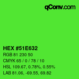 Color code: HEX #51E632 | qconv.com