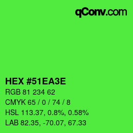 Color code: HEX #51EA3E | qconv.com