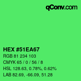 カラーコード: HEX #51EA67 | qconv.com