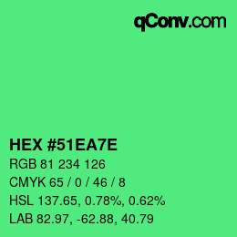 Color code: HEX #51EA7E | qconv.com