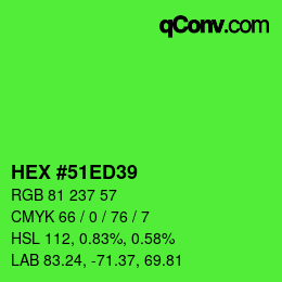 Color code: HEX #51ED39 | qconv.com