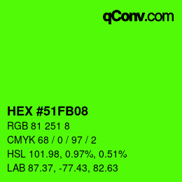 Color code: HEX #51FB08 | qconv.com