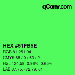 颜色代码: HEX #51FB5E | qconv.com