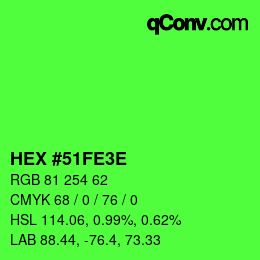 Color code: HEX #51FE3E | qconv.com