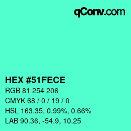 Código de color: HEX #51FECE | qconv.com