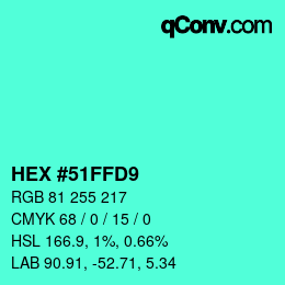 Color code: HEX #51FFD9 | qconv.com