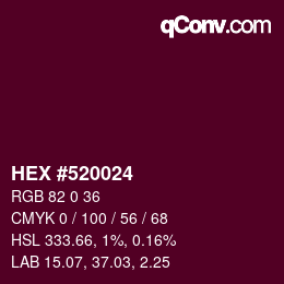 Color code: HEX #520024 | qconv.com