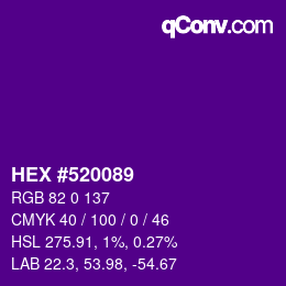 カラーコード: HEX #520089 | qconv.com