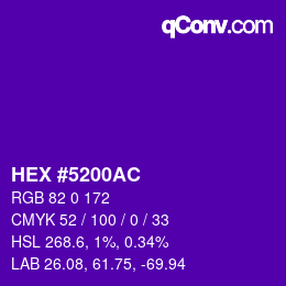 Color code: HEX #5200AC | qconv.com