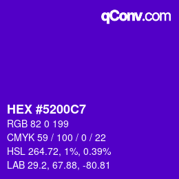 Color code: HEX #5200C7 | qconv.com