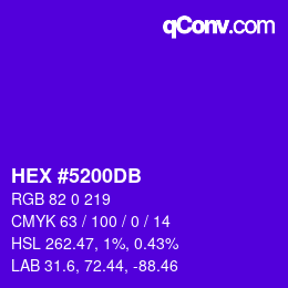 Color code: HEX #5200DB | qconv.com