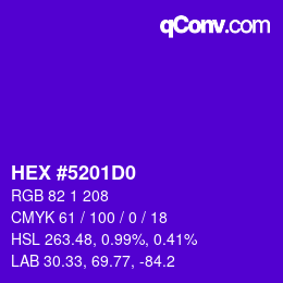 颜色代码: HEX #5201D0 | qconv.com