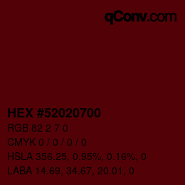 Farbcode: HEX #52020700 | qconv.com