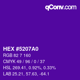カラーコード: HEX #5207A0 | qconv.com