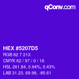 Farbcode: HEX #5207D5 | qconv.com