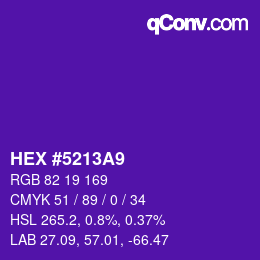 カラーコード: HEX #5213A9 | qconv.com