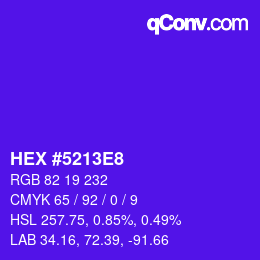 颜色代码: HEX #5213E8 | qconv.com