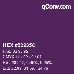 Color code: HEX #52235C | qconv.com