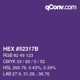 カラーコード: HEX #52317B | qconv.com