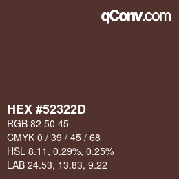 Color code: HEX #52322D | qconv.com