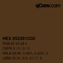 Color code: HEX #52361C00 | qconv.com