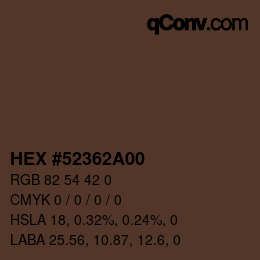 Color code: HEX #52362A00 | qconv.com
