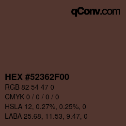 Color code: HEX #52362F00 | qconv.com