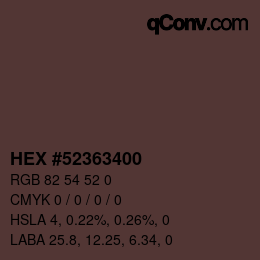 颜色代码: HEX #52363400 | qconv.com
