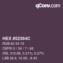 Color code: HEX #52364C | qconv.com