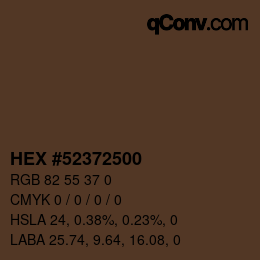 Color code: HEX #52372500 | qconv.com
