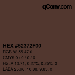 颜色代码: HEX #52372F00 | qconv.com