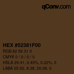 Color code: HEX #52381F00 | qconv.com