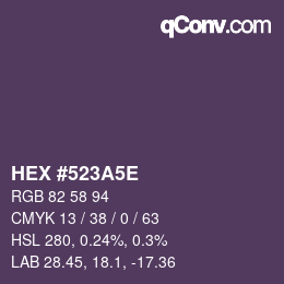 Color code: HEX #523A5E | qconv.com