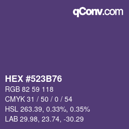 カラーコード: HEX #523B76 | qconv.com