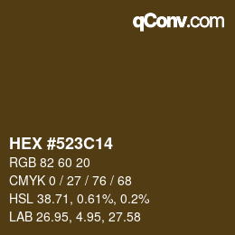 Color code: HEX #523C14 | qconv.com