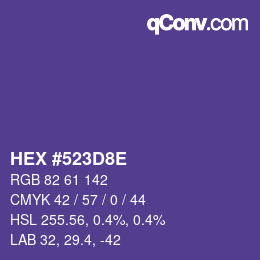 Color code: HEX #523D8E | qconv.com