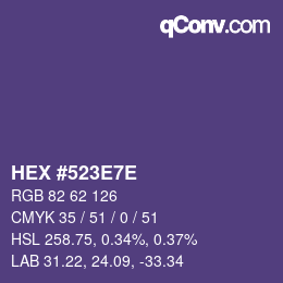 Color code: HEX #523E7E | qconv.com