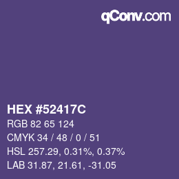 Farbcode: HEX #52417C | qconv.com