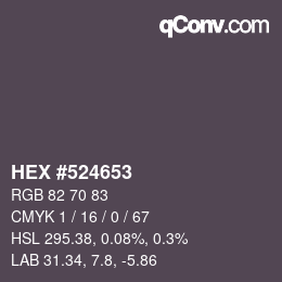 颜色代码: HEX #524653 | qconv.com
