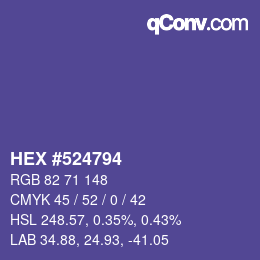 Color code: HEX #524794 | qconv.com