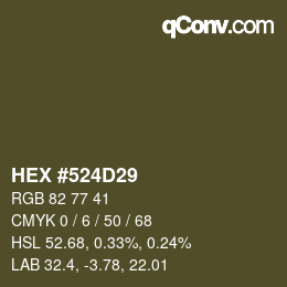 Color code: HEX #524D29 | qconv.com