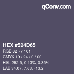 Color code: HEX #524D65 | qconv.com