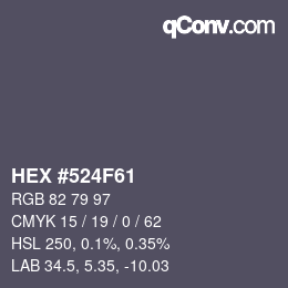颜色代码: HEX #524F61 | qconv.com