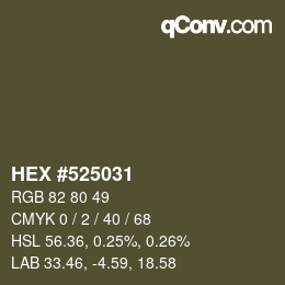 カラーコード: HEX #525031 | qconv.com
